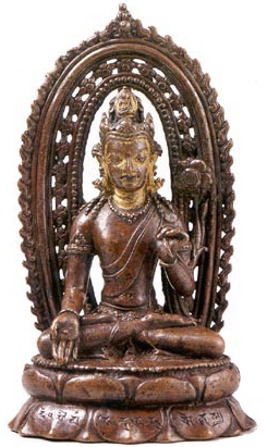 9th century, Eastern India, bodhisattva Avalokiteshvara, copper, cold gold on face, private collection.