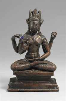10th-11th century, Kashmir or Western Tibet, Prajnaparamita, copper alloy with silver inlay, photo by Christie's.