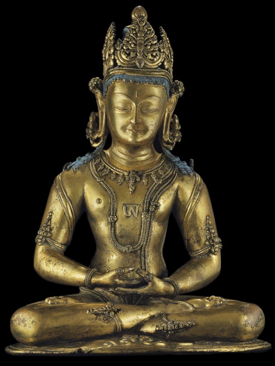 13th century, Nepal, Kunzang Akhor, gilt copper alloy, private collection, Christie's.