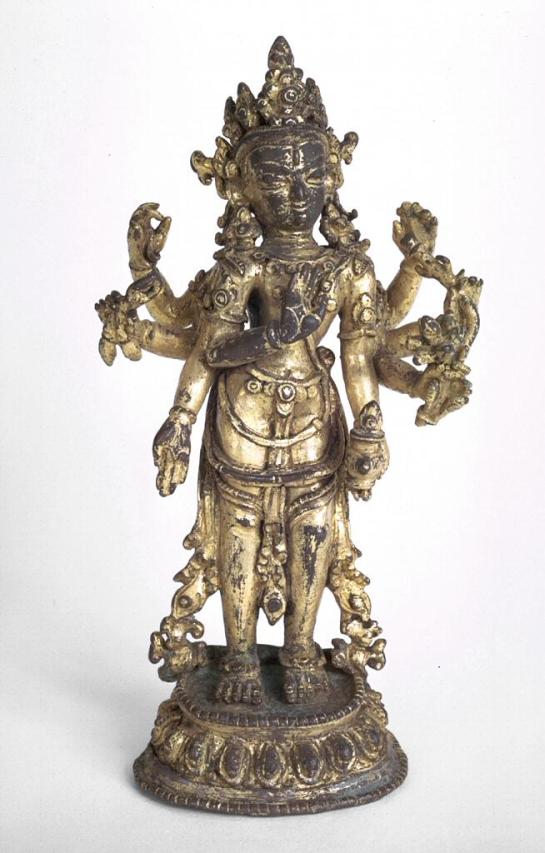 17th-18th century, Nepal, Amoghapasha Lokeshvara, gilt copper alloy, at the San Francisco museum