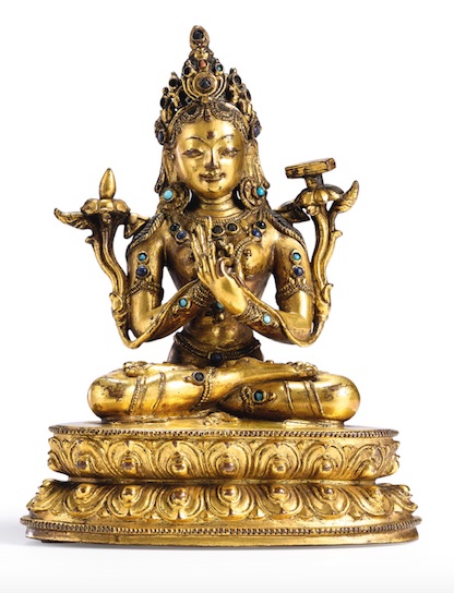 15th c. cir., Tibet, Prajnaparamita, gilt c.a., 12,5 cm, book, Sotheby's