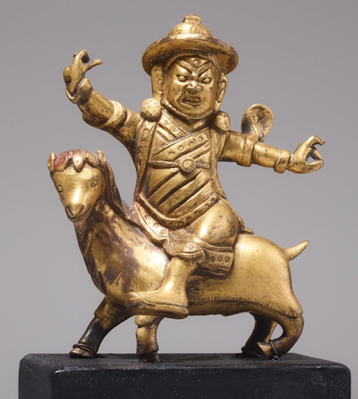 Dorje Legpa, Tibet, 18th-19th c., gilt c.a., 8,3 cm, billy goat, lab. damcan, Galerie Zacke