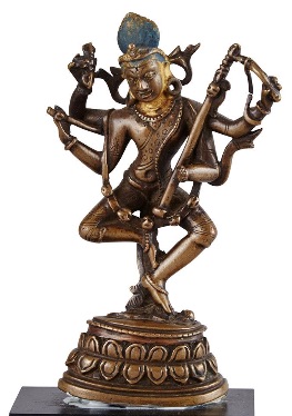 14th-16th c., Tibet, Mahamaya, bronze, 12 cm, lab. Vajravarahi, Waddingtons.ca