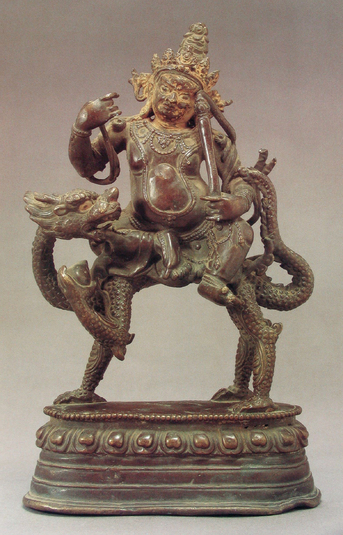 W-18th c?, Tibet?, White Jambhala, (c.a.+cold g.), dragone holds jewel, 202902 HAR