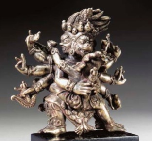 Circa 16th century, Tibet, labelled 'Mahakala and consort', silver, private collection, photo on Christie's.