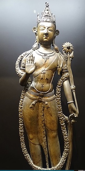 9th c., Western Tibet, Avalokiteshvara, brass, lab. Kashmir, Chhatrapati Shivaji M. in Mumbai, commons.wikimedia
