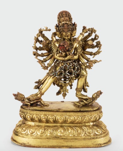 16th c., Nepal, Hevajra+consort, gilt copper, 19mar14, Indian, Him. &amp; SE Asian woa, lot 85, Sotheby's