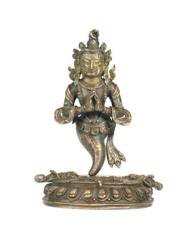 18th c., Tibet, Naga king Karkota, bronze, 14,5 cm,17th c. on Skinner, Bonhams